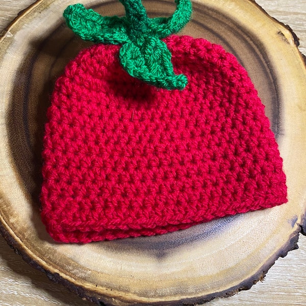 Bonnet tomate au crochet bébé enfant ou adulte