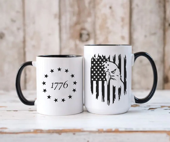 Black 2-toned Patriotic Mug, American Flag Bald Eagle Coffee Cup, 1776  Betsy Ross - Etsy