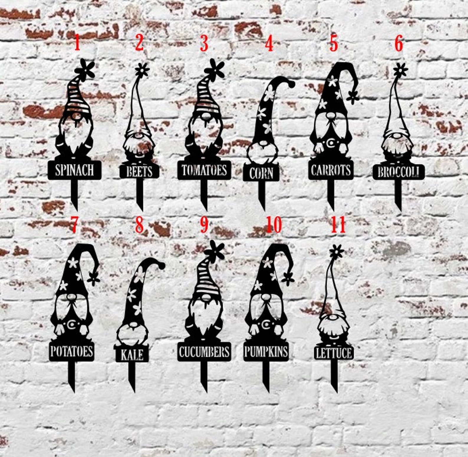 Gnome Garden Markers Etsy