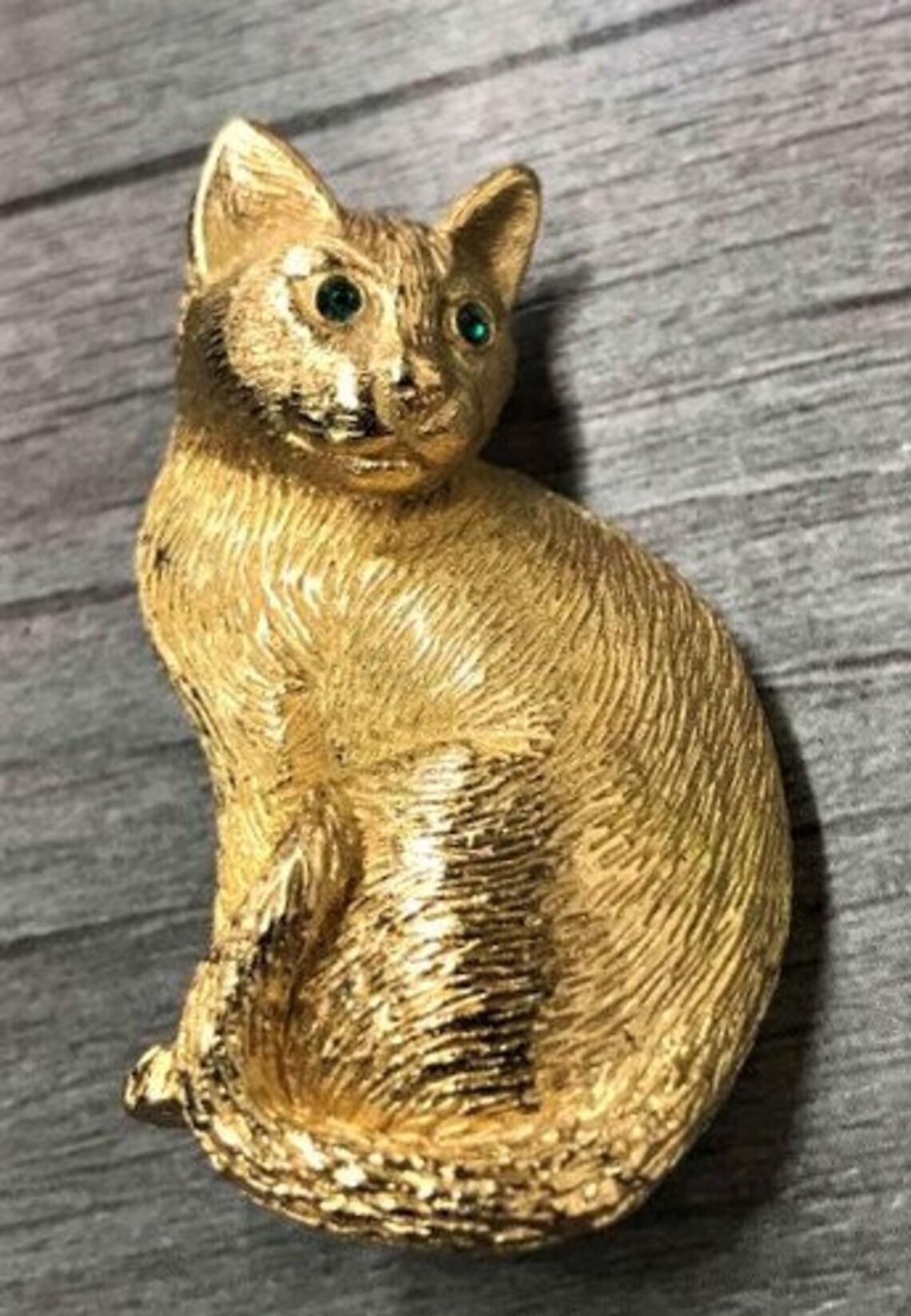 Vtg Signed Christian Dior Cat Brooch Textured Gold Tone with Etsy