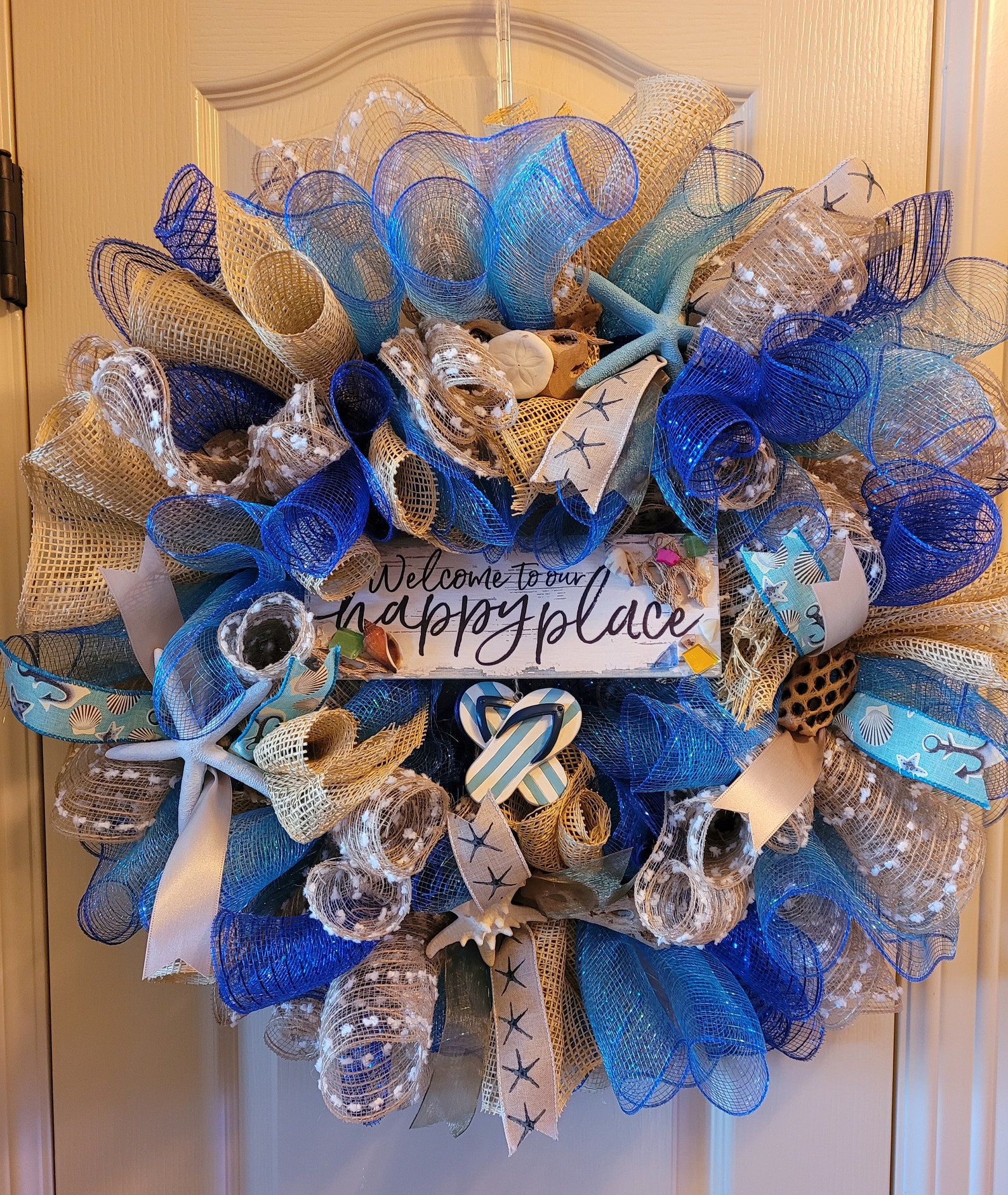 Beach Wreath Coastal Wreath Seashell Wreath Flipflop Etsy