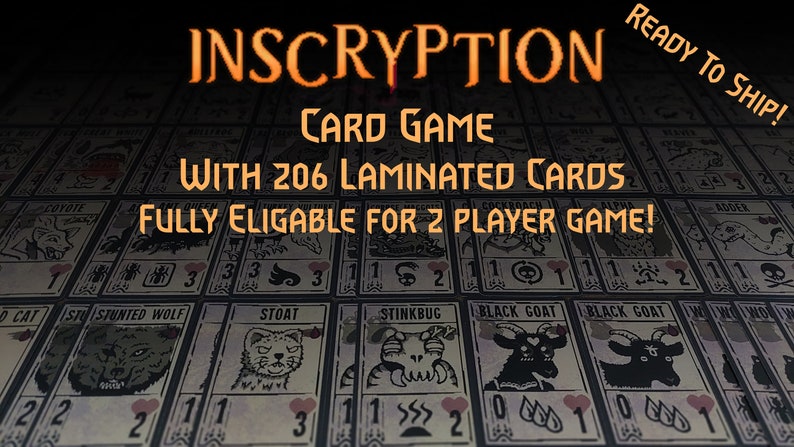 Jeu de cartes Inscryption avec boîte en bois 206 cartes plastifiées et tapis de jeu Entièrement adapté pour 2 joueurs image 1