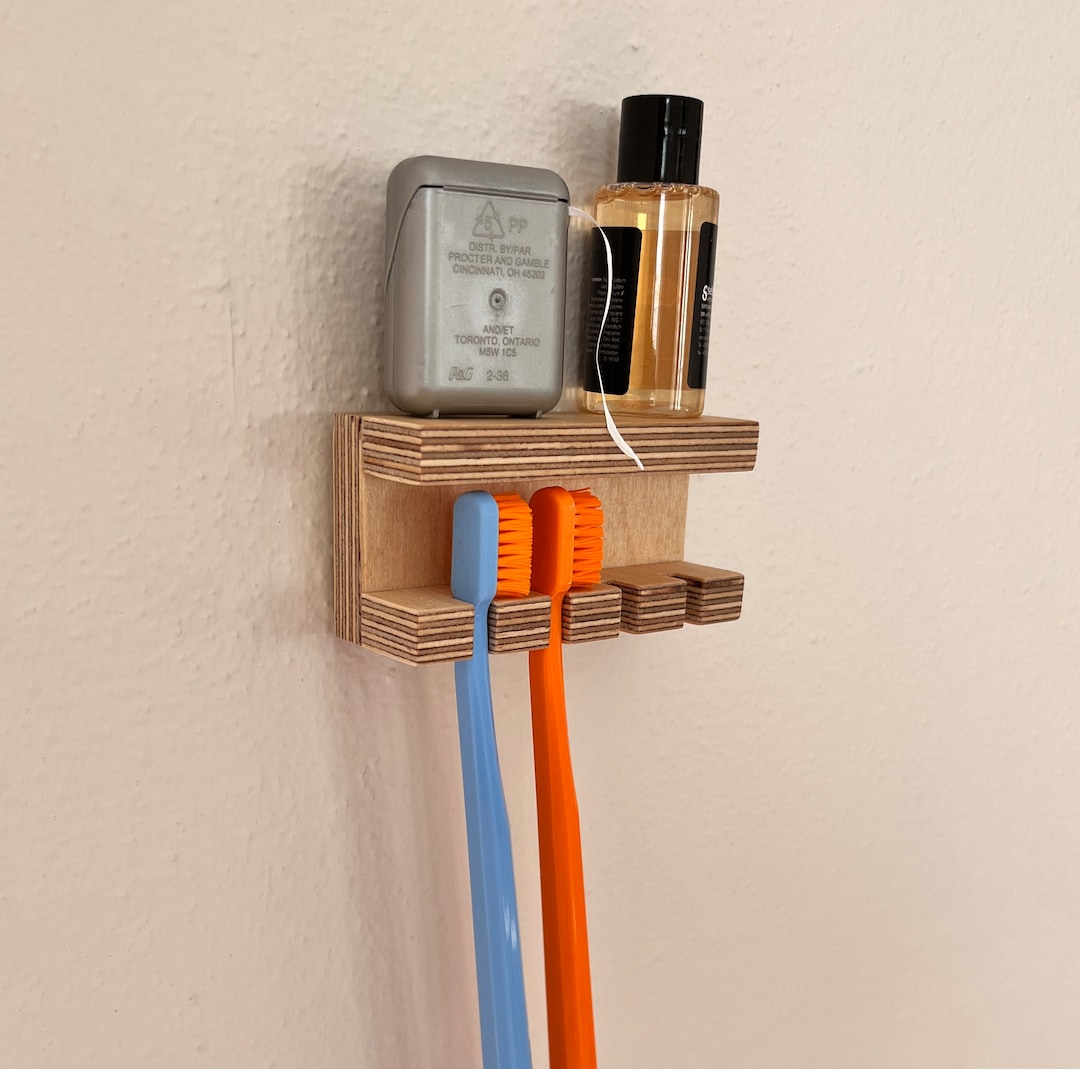 Wood TOOTHBRUSH HOLDER of 4 Wall MOUNTED Toothbrush Holder Etsy