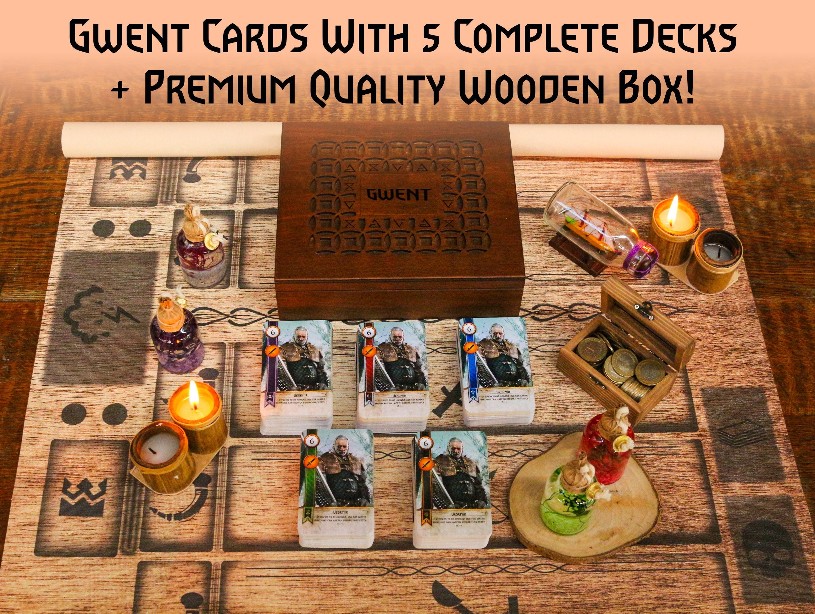 Gwent Lot complet de 5 jeux de cartes à collectionner avec boîte de  rangement et extensions DLC Cadeau idéal pour les amateurs de sorceleurs :  : Jeux et Jouets