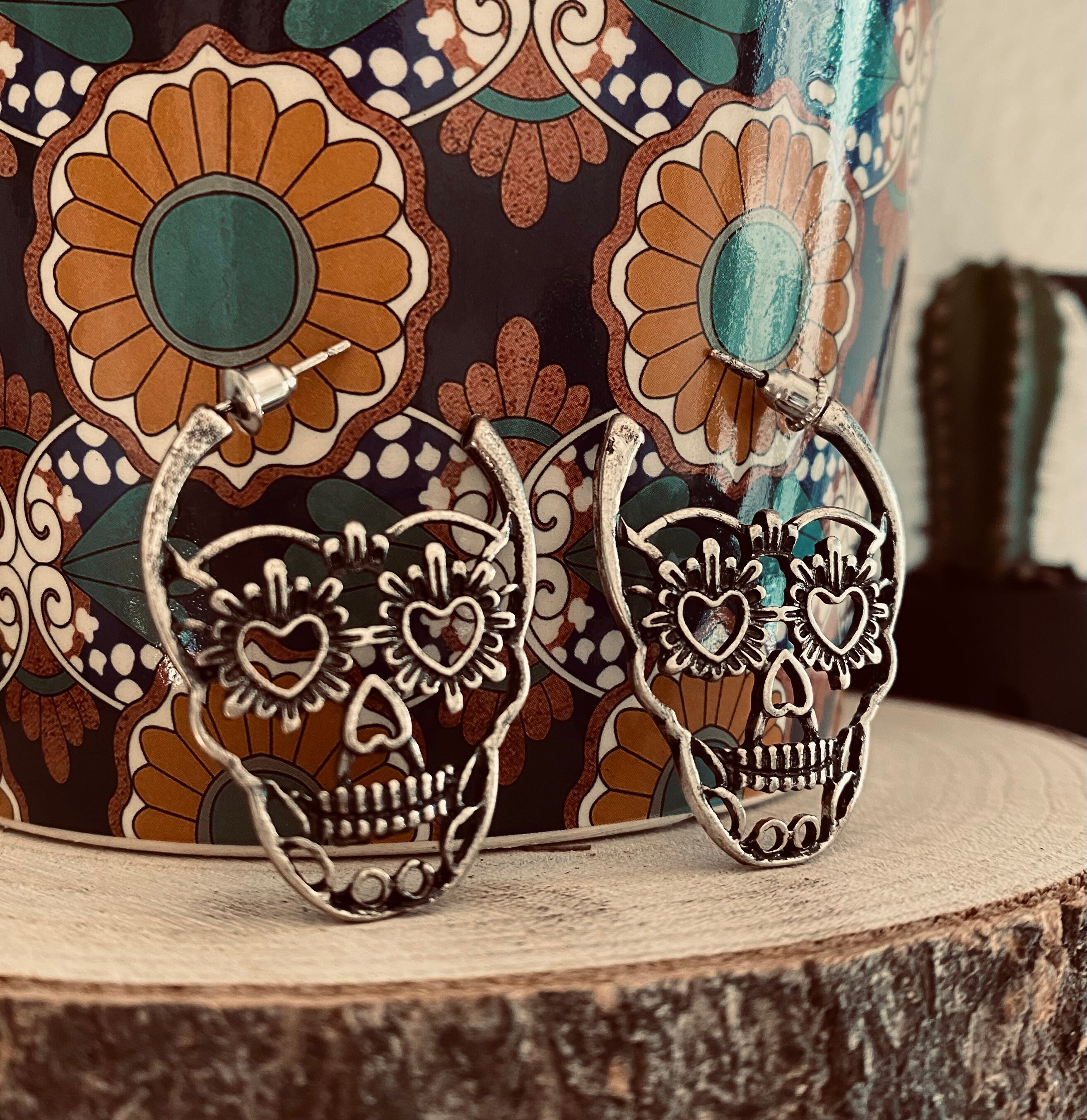 Mexican Skull Earrings Santa Muerte Earrings Calavera Mexicana - Etsy