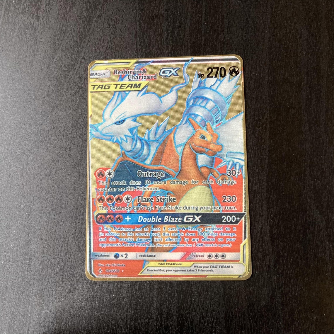 Reshiram & Charizard GX Tag Team Rare Custom Gold Metal Etsy