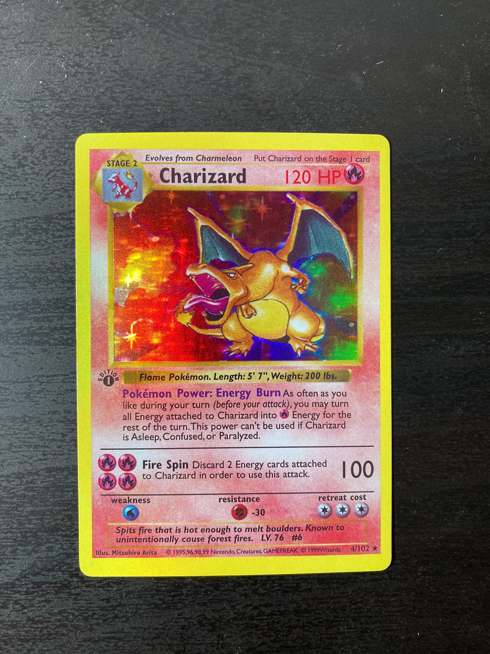 Holographic Charizard 1st Edition Shadowless Custom Made Etsy