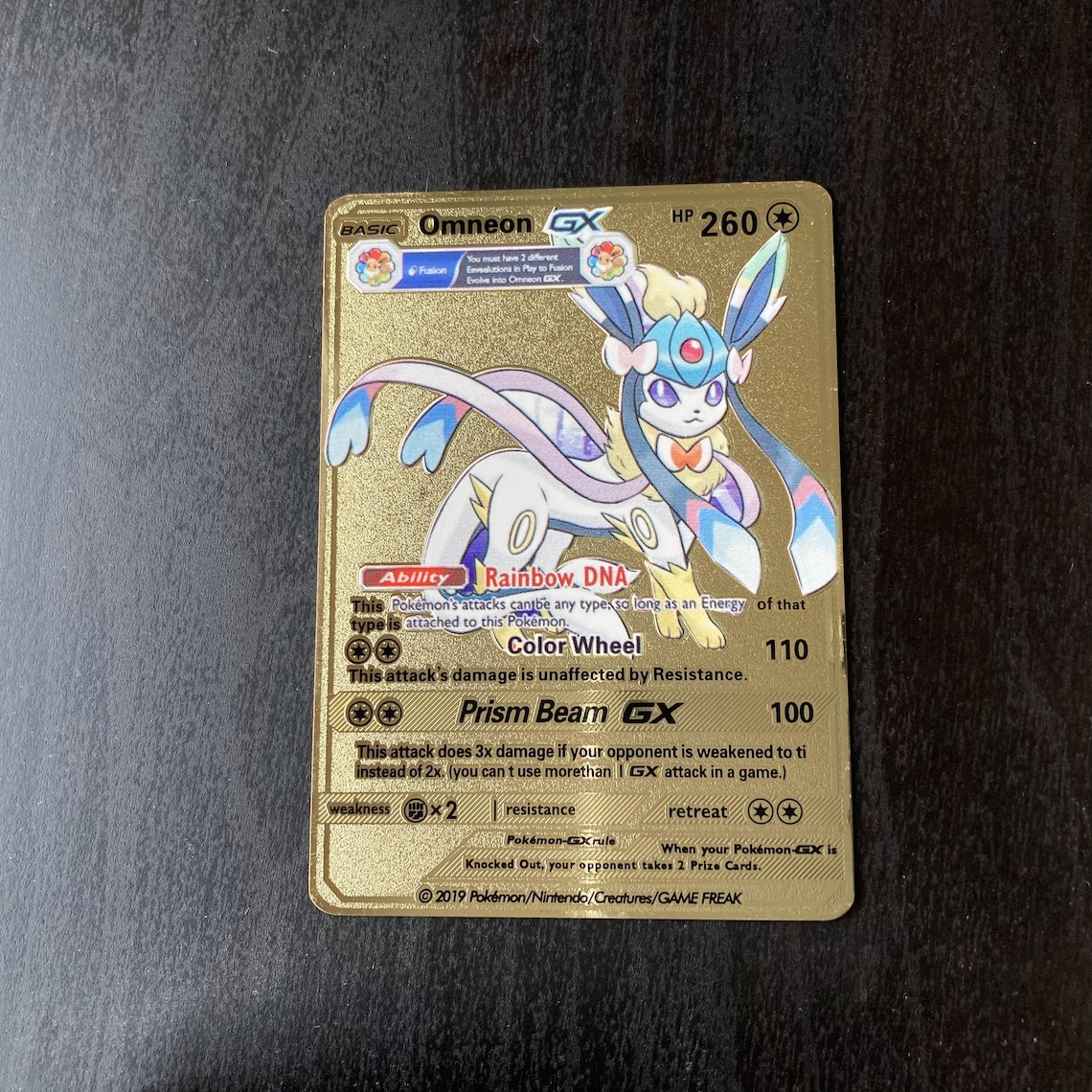 Omneon Eevee Evolutions Rare Custom Gold Metal Pokemon Card Etsy
