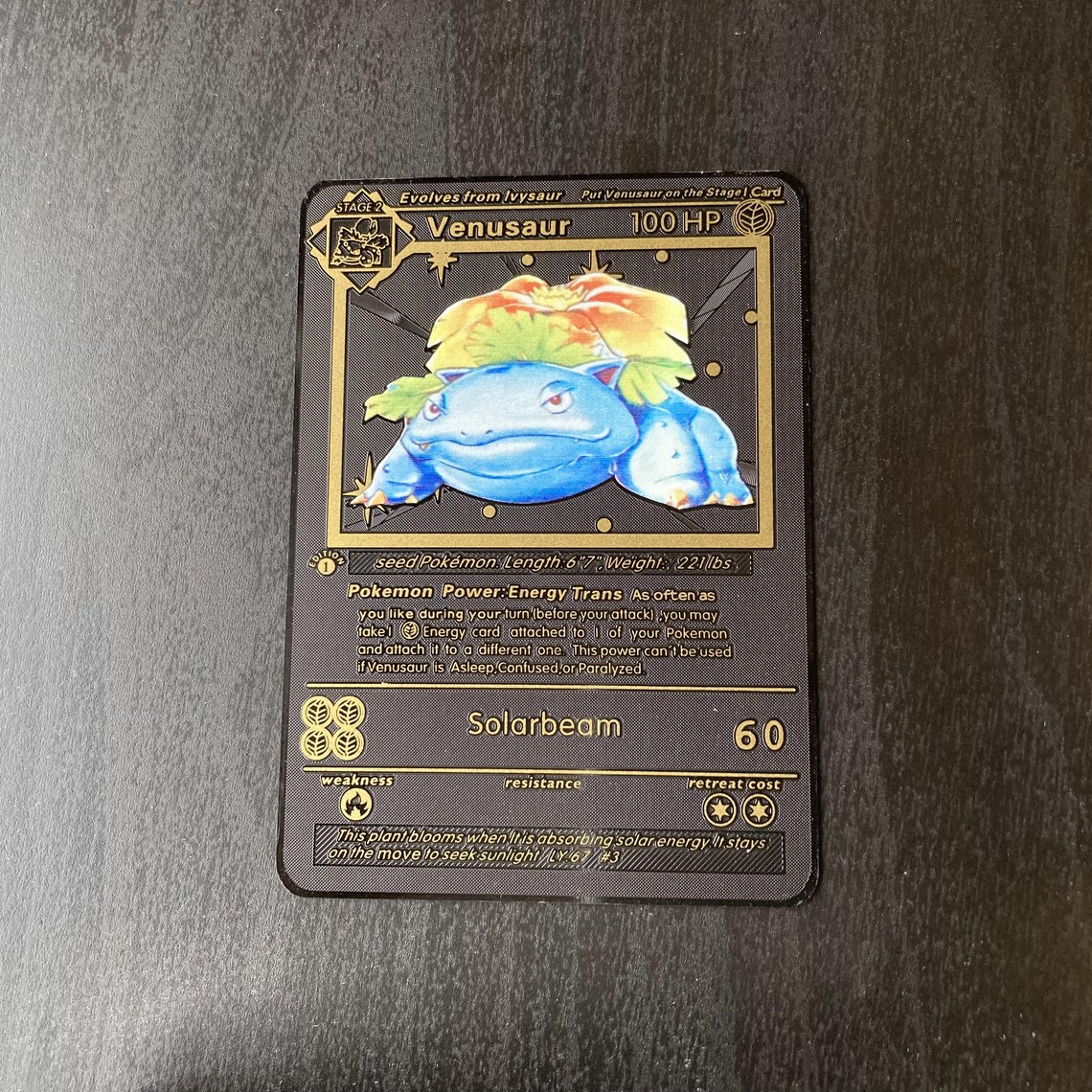 Venusaur 1st edition shadowless Custom Black Metal Pokemon Etsy