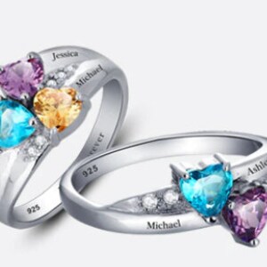 Mother&#39;s Ring 2-8 Stone | 925 Sterling Silver | Personalized | Engraved | Birthstone | Split Band