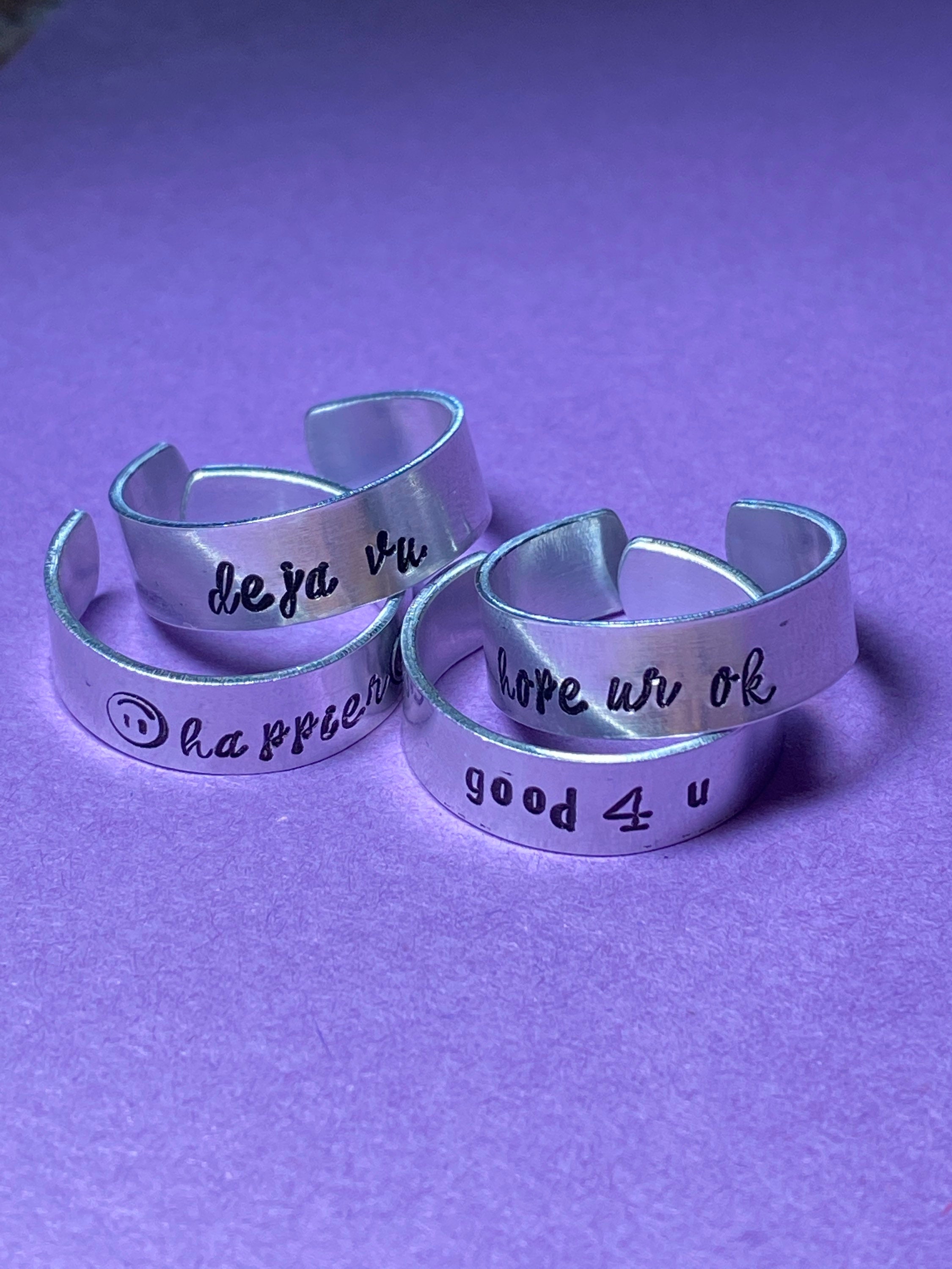 Olivia Rodrigo Sour Songs inspired handstamped rings!