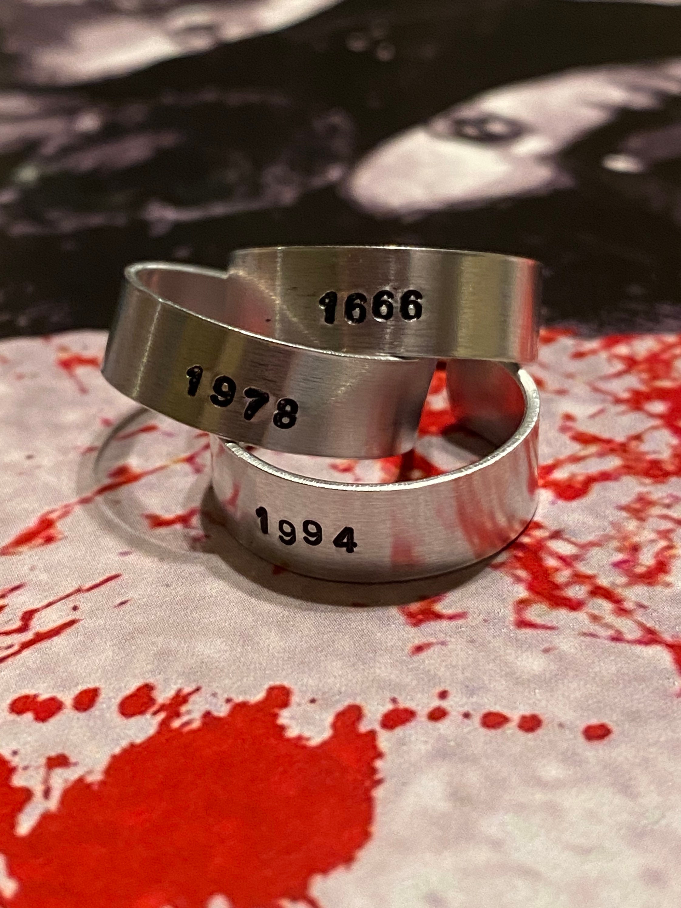Fear Street 1994, 1978, and 1666 inspired handstamped rings!