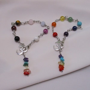 Chakra Bracelet Pendulum - Om Healing and/or Balance - crown 3rd eye throat heart solar plexus sacral root
