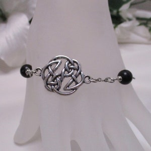 Celtic Infinity Knot Bracelet / Anklet with choice of stone - Lugh's Shield