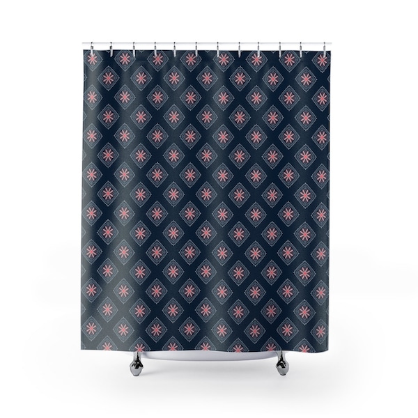 Navy Shower Curtain Etsy