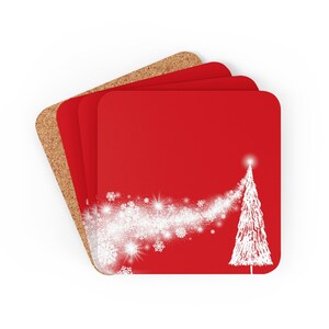 Christmas Coaster - Holiday Decor Corkwood Coaster Set of 4