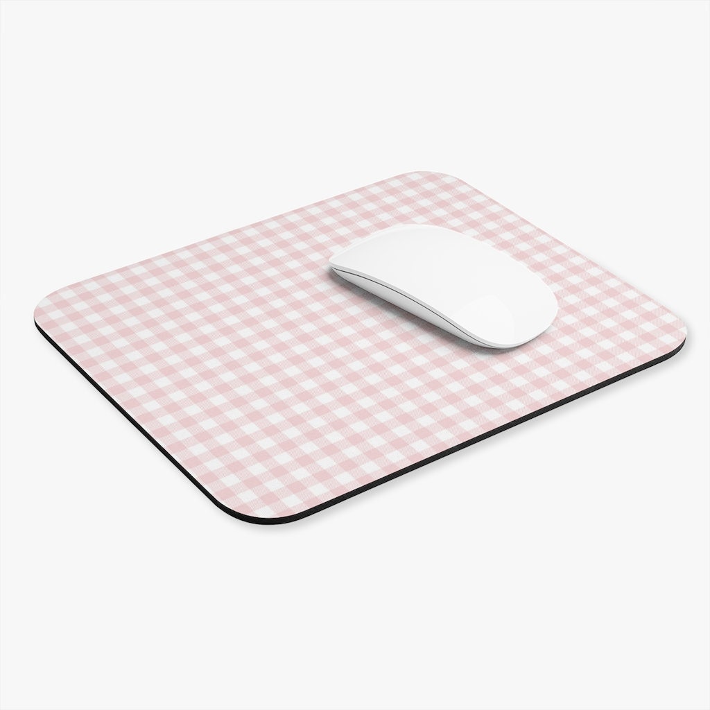 Aesthetic Desk Decor Pink Mouse Pad Gingham Check rectangle - Etsy