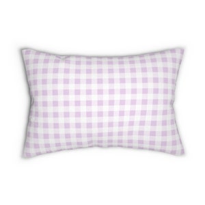 Lavender Pastel Purple Gingham Check Lumbar Pillow, 14x20