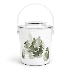 Ice Bucket Wine Chiller - Sage Green Forest Watercolor - Outdoor Decor