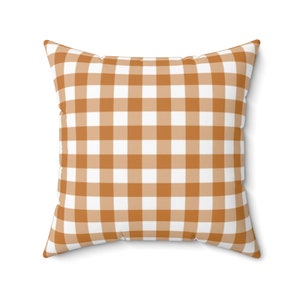 Fall Pillow Cover - Orange Buffalo Gingham Check, Square