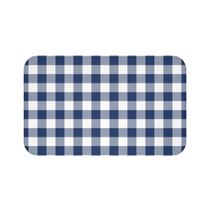 Bath Mat - Navy Blue Check - Buffalo Gingham