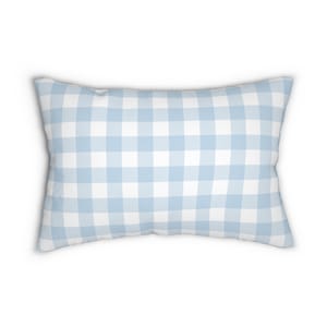 Pastel Blue Check Lumbar Pillow, 14x20