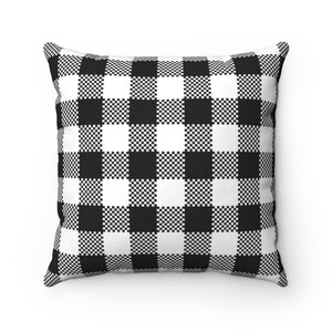 Square Pillow Cover - Buffalo Check Black and White
