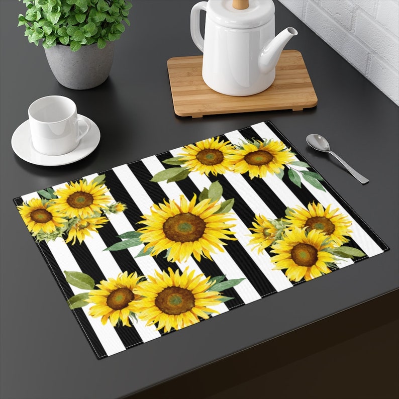 Sunflower Black and White Placemat set of 2 Etsy