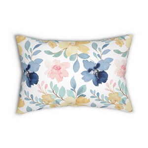 Lumbar Throw Pillow - Country Floral Watercolor, 14x20