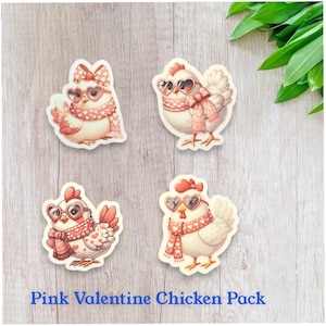 Chicken Valentines Day, Pink Chickens, Chicken Lady, Vinyl Sticker Decal Pack