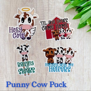 Punny Funny Cow Vinyl Sticker Decal Pack