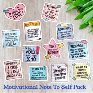 Pack d'autocollants en vinyle Note de motivation pour la santé mentale de soi