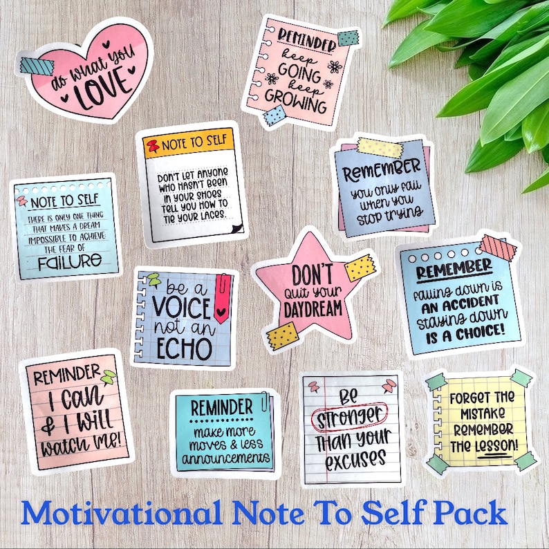 Motivation Note to Self Mental Health Vinyl Sticker Decal Pack - Etsy