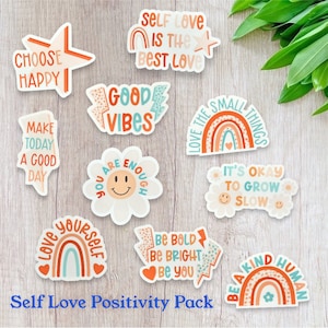 Good Vibes, Geluk, Positiviteit, Zelfliefde, Inspirerend, Motiverend, Geestelijke gezondheid, Sticker Vinyl Decal Pack