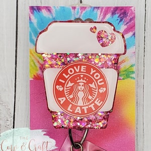 Starbucks Badge Reel, I Love You A Latte, Starbucks Badge Reel Nurse, Starbucks Badge Holder, Starbucks Badge Clip