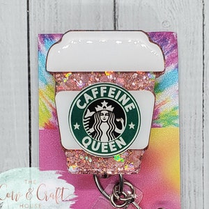 Starbucks Badge Reel, Caffeine Queen, Starbucks Badge Reel Nurse, Starbucks Badge Holder, Starbucks Badge Clip