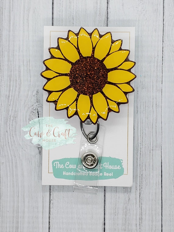 Sunflower Badge Reel , Nurse Badge Reel, Sunflower Badge Holder, Badge  Holder, Retractable Badge Reel, Flower Clip, Yellow Sunflower 