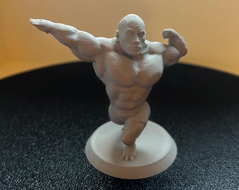 3D Printed Muscular The Rock Figurine - Unique Bodybuilder Statue