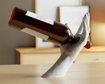 3D Printed Wine Bottle Holder – Unique Hand Sculpture Display Stand