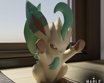 Leafeon 3D Window Decoration | Grass Type Window Presser | Anime Desk Toy | Room Decor