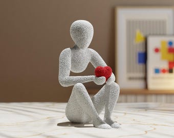 Figura minimalista impresa en 3D con forma de corazón: decoración moderna para el hogar, regalo romántico, escultura única, arte hecho a mano