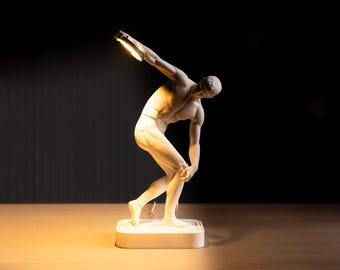 3D Printed Discobolus Lamp | Modern Greek Statue Light | Artistic Desk Lamp | Unique Home Decor Gift for Art Lovers