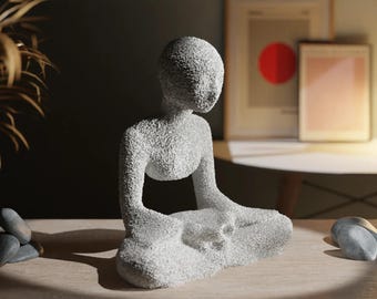 3D Printed Meditative Monk Figurine – Zen Home Decor, Minimalist Sculpture, Spiritual Gift