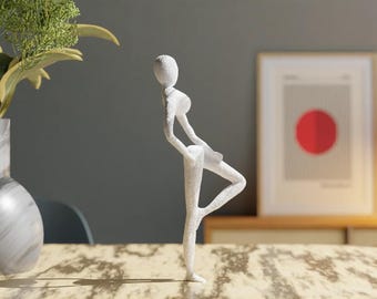 Figura abstracta moderna impresa en 3D: elegante escultura minimalista, decoración única para el hogar / figura de ballet