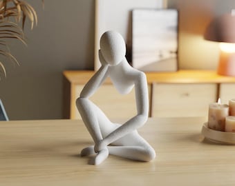 Modern 3D-geprint meditatiefiguur – Minimalistische woondecoratie, yogahouding kunst