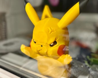 Angry Pikachu 3D Window Decoration | Window Presser Figure | Pikachu Fan Gift | 3D Printed Desk Toy