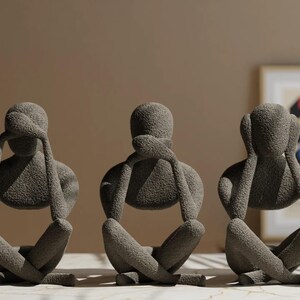 Modern statytrio - Se, hör, tala inget ont figurer - Minimalistisk heminredning, unik gåva