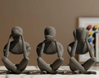 Modern Statue Trio - See, Hear, Speak No Evil Figurines - Minimalist Home Decor, Unique Gift