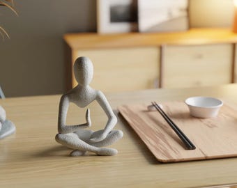 3D-geprint meditatief figuur – moderne kunstsculptuur voor interieur, zen-geïnspireerd ornament yogahoudingen