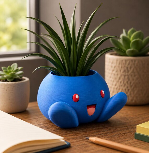 Oddish Planter Pot | Cute Plant Pot | Succulent Planter | Pokemon Inspired Planter | Desk Plant Holder | Gamer Room Decor